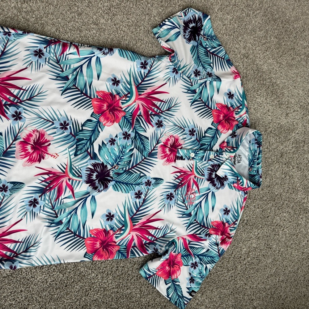 KaiPar men’s Tropical Floral golf polo size large